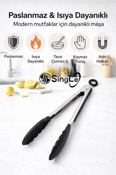 Single ( 1 Adet ) Paslanmaz Çelik Saplı Silikon Uçlu Kilit Sistemli Smart Maş...