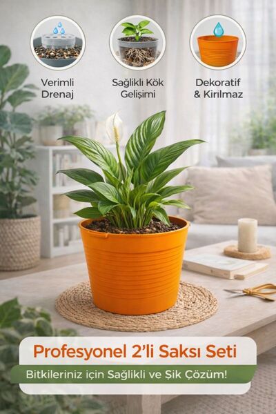 plant-home 2’li Saksı Seti | 15 Pot Şeffaf Üretim Saksısı + 1,8 L Turuncu Kır...
