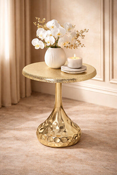 Valda ARTIS Gold Dövme Metal Yan Sehpa