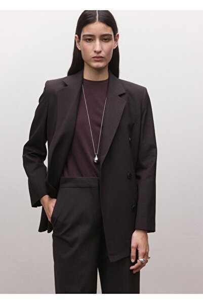 MANGO Woman Çift düğmeli yün blazer ceket