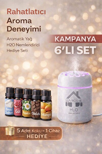 luvroshe 6 Lİ SET -TYPE-C Cihaz +5 Adet Esansiyel koku + 1 hava nemlendiricis...