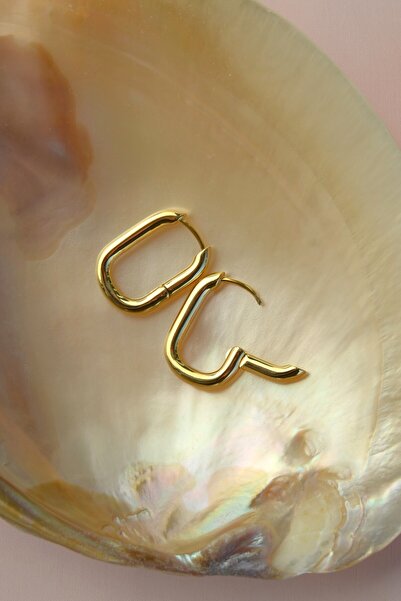 Sacce Scarves&Accessories Çelik Oval Halka Küpe Gold Renk