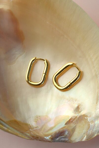 Sacce Scarves&Accessories Çelik Oval Halka Küpe Gold Renk