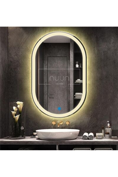 NUUN DEKOR 80X50 DOKUNMATİK GÜN IŞIĞI LEDLİ OVAL AYNA (DİMMER)