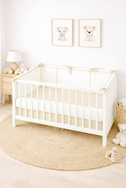 Piamom طقم حماية من الصدمات/الجانب لسرير الأطفال مقاس 60x120 أوف وايت-بيج