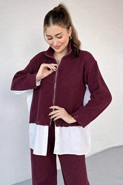 Cockatoo Tricotaj supradimensionat Jachetă Pantaloni Costum cu fermoar Detali...