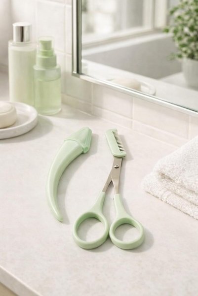 Busstier Scalloped Eyebrow Razor Facial Razor Set of 2 - Manual for Mustache Removal and Eyebrow Shaping