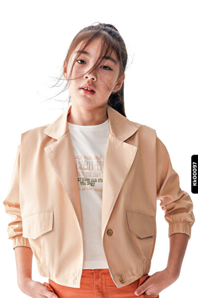 nk kids Jachetă pentru fetiță 8-14 ani - guler ascuțit, nasturi și mâneci cu ...