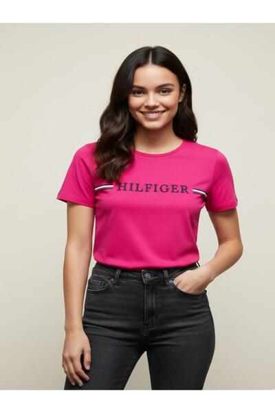 Tommy Hilfiger Women's Chest Embroidered Logo Regular Fit T-Shirt