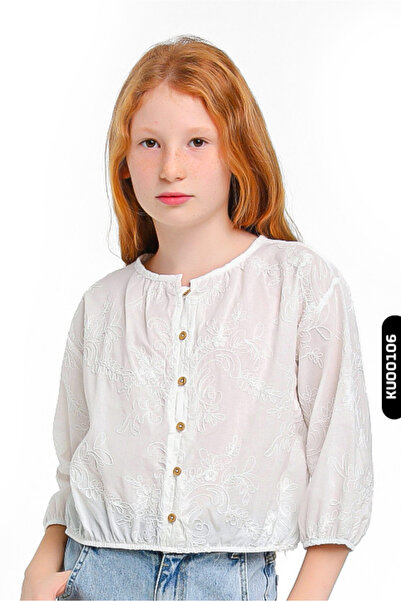 Escabel Bluză pentru fete, model bomber, brodată, cu mâneci strânse, 5-14 ani...