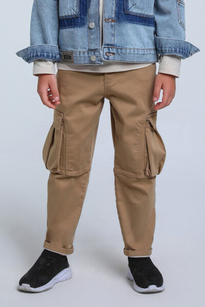 Escabel Krago Cepli Düz Renkli Düğmeli Pamuklu Erkek Çocuk Pantolon 9-13 Yaş ...