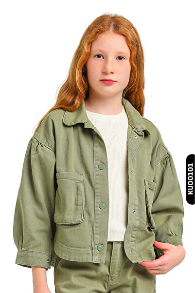 Escabel Риза за момиче 5-14 години - заострена яка, двоен джоб, палто с копче...