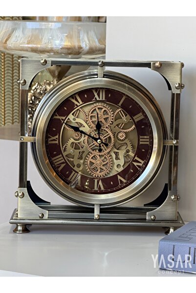 YASAR CONCEPT Ferrelis Metal Çarklı Masa Saati 33x33 Cm