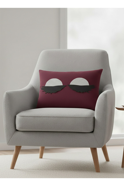 Nisahometeks Leke Tutmaz Silinebilir Kirpikli Kırlent Yastık Kılıfı 50*32 cm