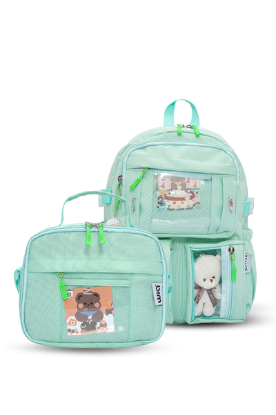 Wia Kawaii Kore Tarzı Ayıcıklı İlkokul ve Beslenme Çantası