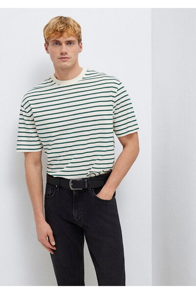 Mavi Green Striped Ecru T-Shirt Loose Fit / Relaxed Fit 0613274-71930
