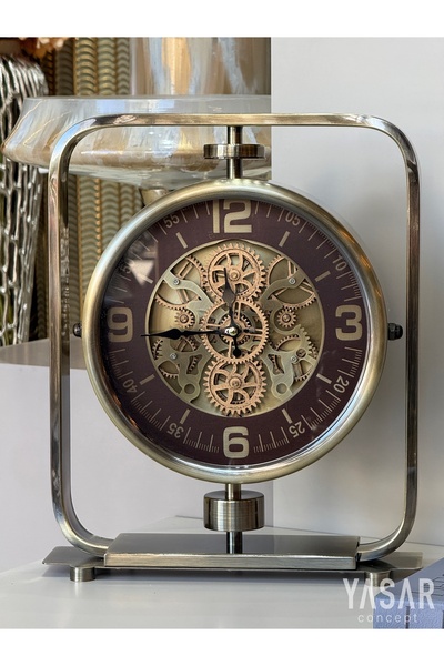 YASAR CONCEPT Auriclock Metal Çarklı Masa Saati 30x38 Cm