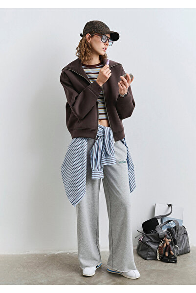 Mavi Sporty Lux Zippered Brown Sweatshirt 1S10295-70236