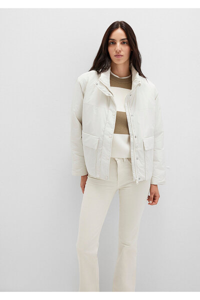 Mavi Wasserabweisende Jacke mit Stehkragen, Ecru, lockere Passform / bequemer...