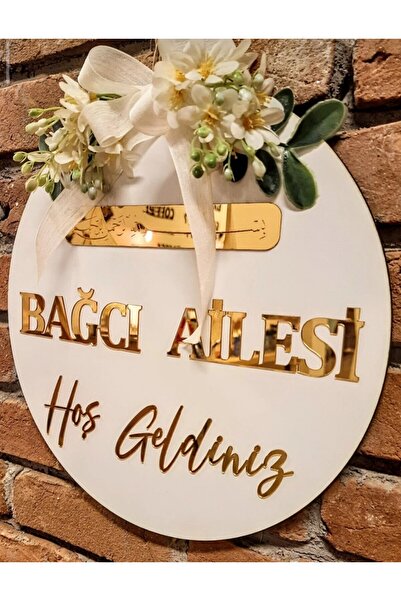 PAŞAOĞLU PLEKSİ Beyaz Gold Yazılı Isme Özel 30 X 30 Cm Kapı Süsü