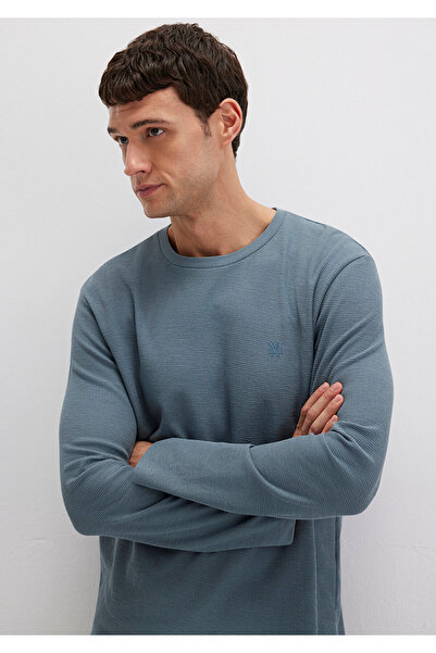 Mavi Tricou verde de bază cu mânecă lungă Slim Fit / Slim Fit 065755-80889