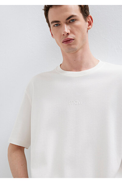 Mavi Logo White Basic Interlock T-Shirt Loose Fit / Relaxed Fit 0613102-80194