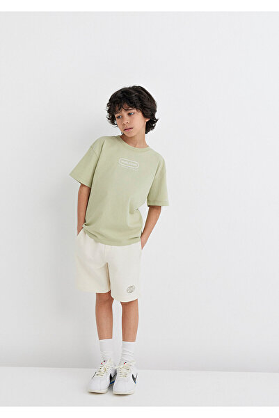 Mavi Future Baskılı Ekru Şort 6410011-70055