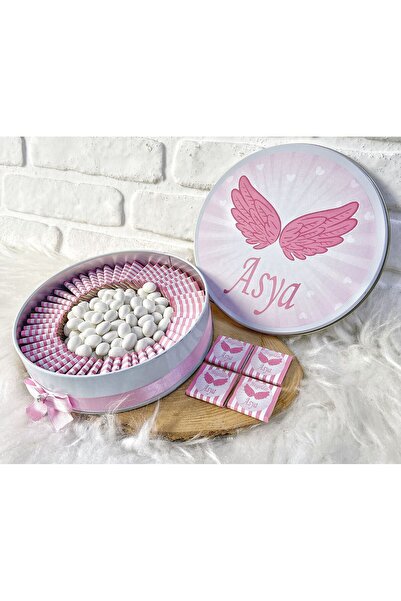 Sweet Story 100 Adet+200 Gr Drajeli Melek Kanatlı İsme Özel Kız Bebek Hoşgeld...