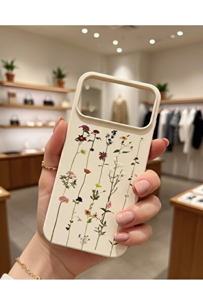 OVADA İphone 17 Pro Uyumlu Sarmaşık Çiçek Desenli Silikon Telefon Kılıfı