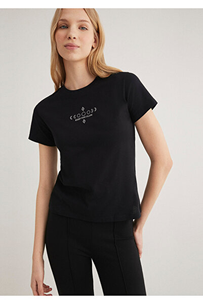 Mavi Astroloji Baskılı Siyah Tişört Semi Slim Fit / Yarı Dar Kesim 1612947-900