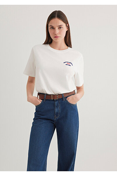 Mavi Бяла тениска с печат, редовна кройка / нормална кройка 1612926-70057