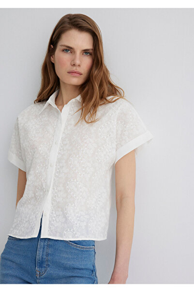 Mavi Cămașă albă cu detaliu de broderie Regular Fit 1210740 -70057