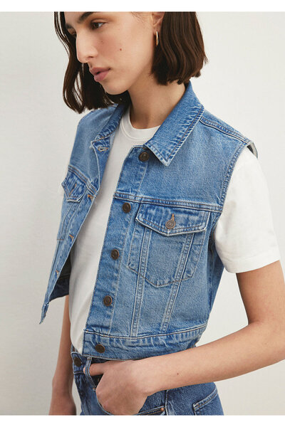 Mavi Rona Classic Denim Indigo Mavisi Jean Yelek Crop / Kısa Kesim 1110450-86815