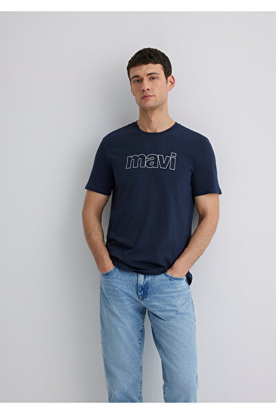Mavi Τυπωμένο λογότυπο Navy Blue T-Shirt Slim Fit / Slim Fit 065781-28417