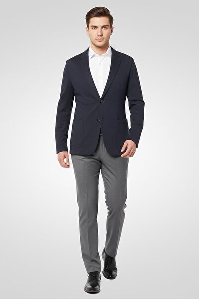 Lacoste Men Slim Fit Solid Formal Blazer, Dark Navy Blue