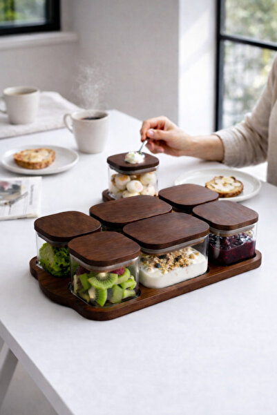 Paşabahçe 6'lı Cam Kahvaltılık Seti - Akasya Kapaklı-Akasya Standlı Vakumlu S...