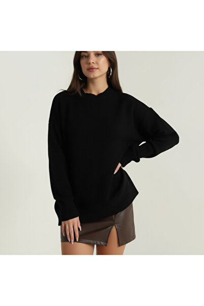 mahira collection Μαύρο γυναικείο πουλόβερ με λαιμόκοψη ποδηλάτου από μαλακό ...