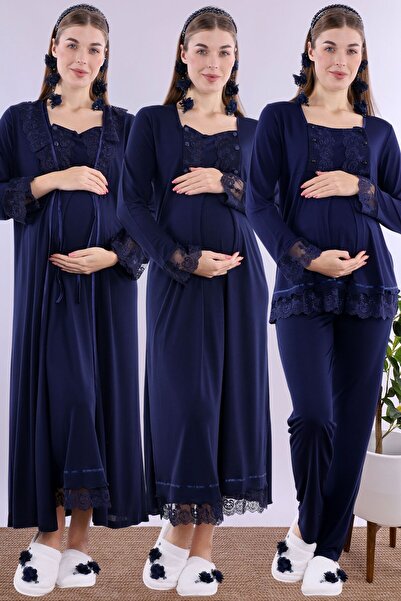 ByLohusa Pamuklu Emzirme Özellikli Rahat Kesim Hamile Lohusa Set Effortt - La...