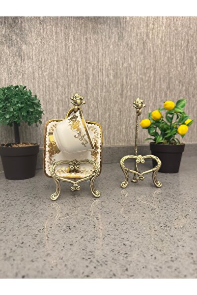 DecoZel LİMOGE PİRİNÇ FİNCAN ŞÖVALESİ SUNUM STANDI LİMOGES