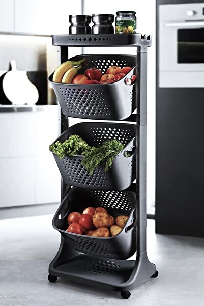 Titiz Plastik LEON LİFE Kat Kat Sepet Organizeri SİYAH