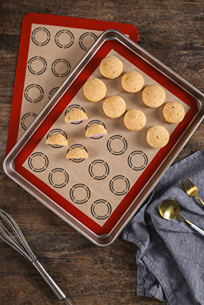 Single طقم حصيرة الخبز والورقة من السيليكون - صينية خبز الخبز المعجنات والبيت...