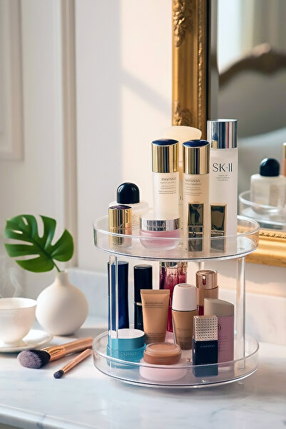 EVSTYLE 360 Degree Swivel 2 Layers Jewelry Makeup Organizer Multipurpose Orga...