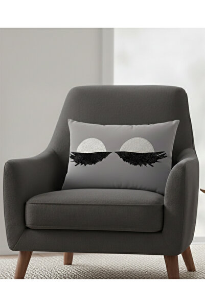 Nisahometeks Leke Tutmaz Silinebilir Kirpikli Kırlent Yastık Kılıfı 50*32 cm