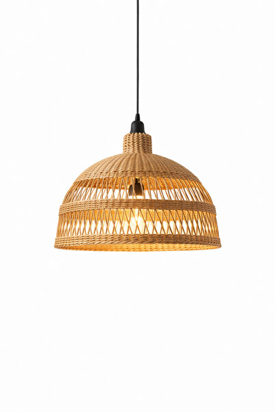 Joujou El Yapımı Rustik Rattan Avize AURA 45 Cm Çap | Doğal Kök Boya Vernikli...