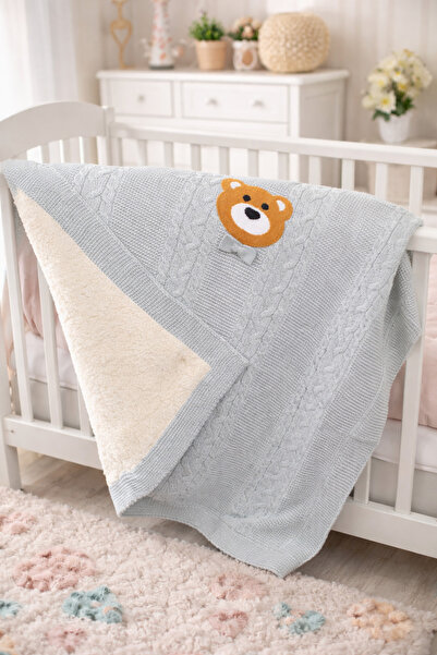 a baby Bebek Battaniye Astarlı Kuzu Yünlü Örme