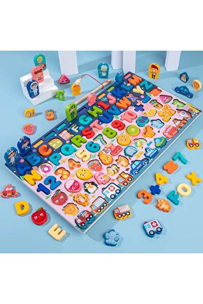 dehkah لعبة لوحة مونتيسوري الخشبية اللوغاريتمية 7 في 1 من ضحكة- صيد مغناطيسي،...