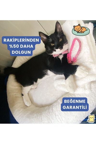 Furavo Pofu Nest Kedi Yatağı - Peluş Wellsoft Kumaş 310 Gr Boncuk Elyaflı Yum...