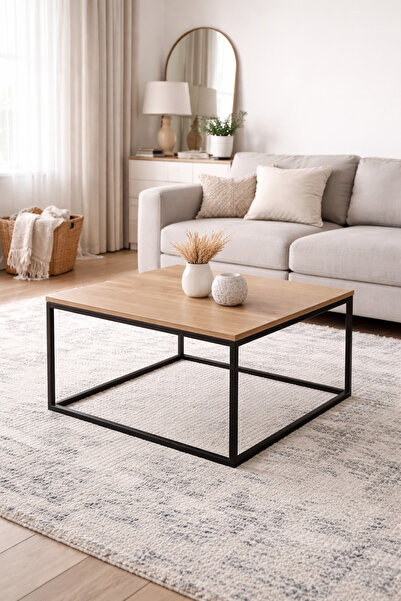 Rafadi Modern Orta Sehpa Salon Oturma Odası Orta Sehpa Metal Ayaklı