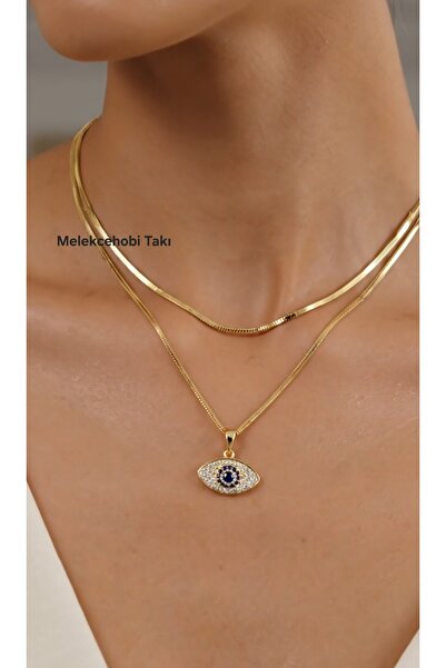XUPING JEWELRY 14K Altın Kaplama Xuping Nazar Göz Kolye/Melekcehobi Takı