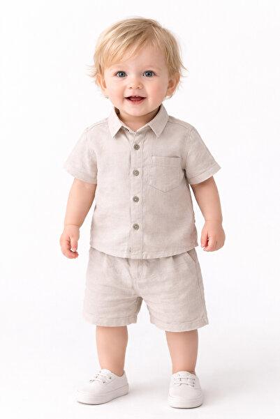 MixMax Bebe Baby Boy Festive Short Sleeve Buttoned Casual Shirt - Pocketed Sh...